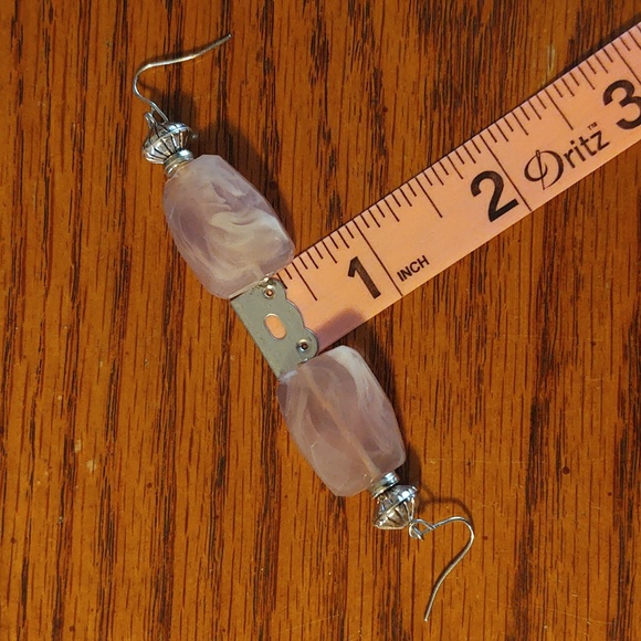 Christopher & Banks Lavender Stone, Etched Silver Bead Necklace, Earrings Set - Picture 7 of 9